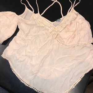 Charlotte Russe Cold Shoulder Criss Cross Back Top